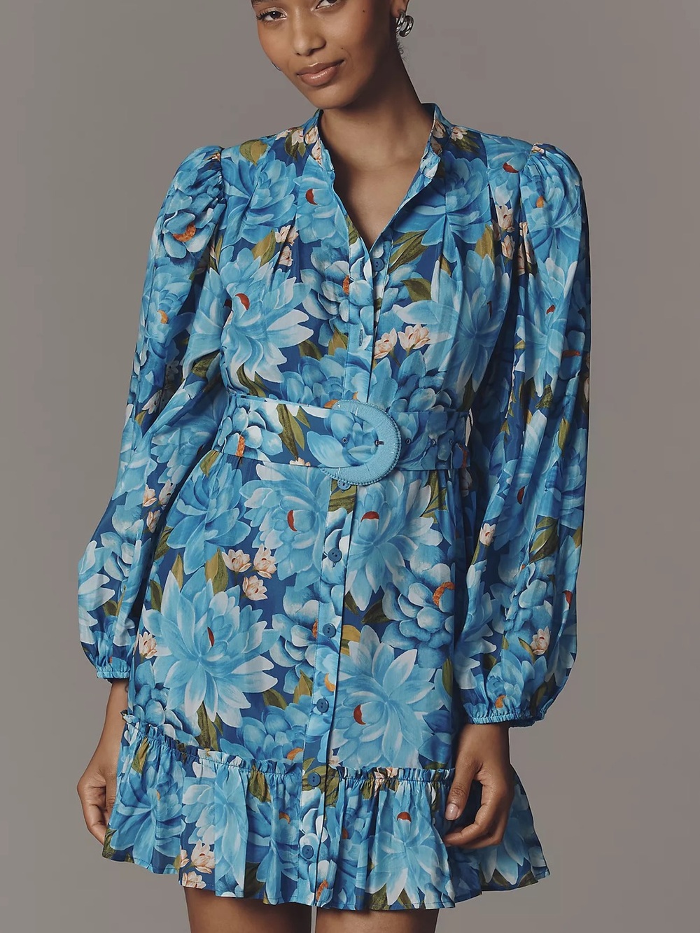 NWT FARM RIO x ANTHROPOLOGIE Long-Sleeve Mini Swing Dress - Picture 2 of 12
